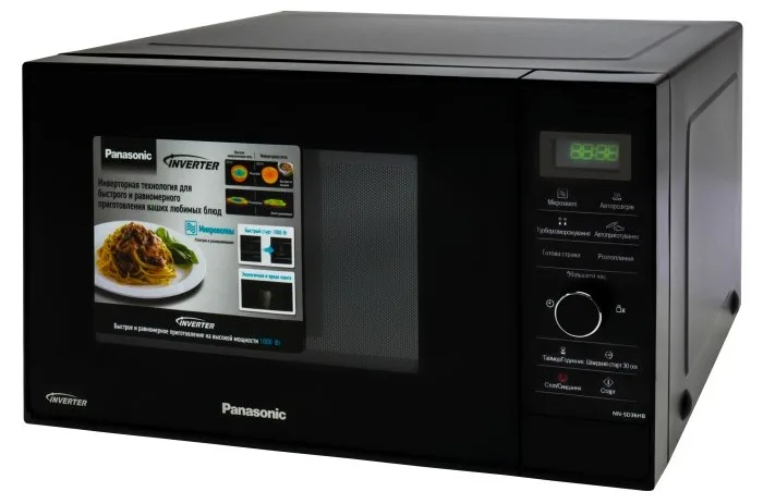 Мікрохвильова піч Panasonic, 23 л, електронне управління, 1000 Вт, з дисплеєм, чорного кольору.
