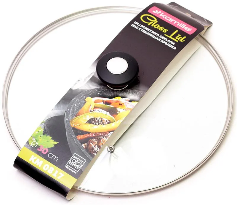 Кришка скляна Kamille жаростійка 30 см чорна