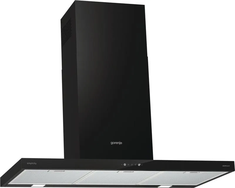 Купольна витяжка Gorenje, 90 см, продуктивність 650 м3/год, чорний колір.