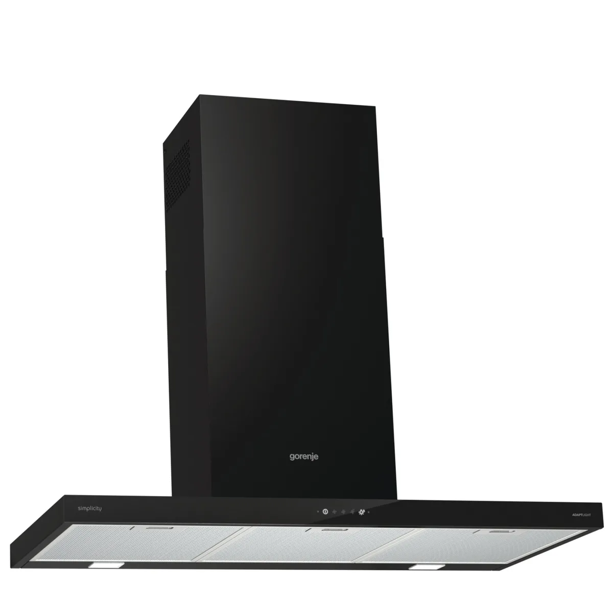 Купольна витяжка Gorenje, 90 см, продуктивність 650 м3/год, чорний колір.