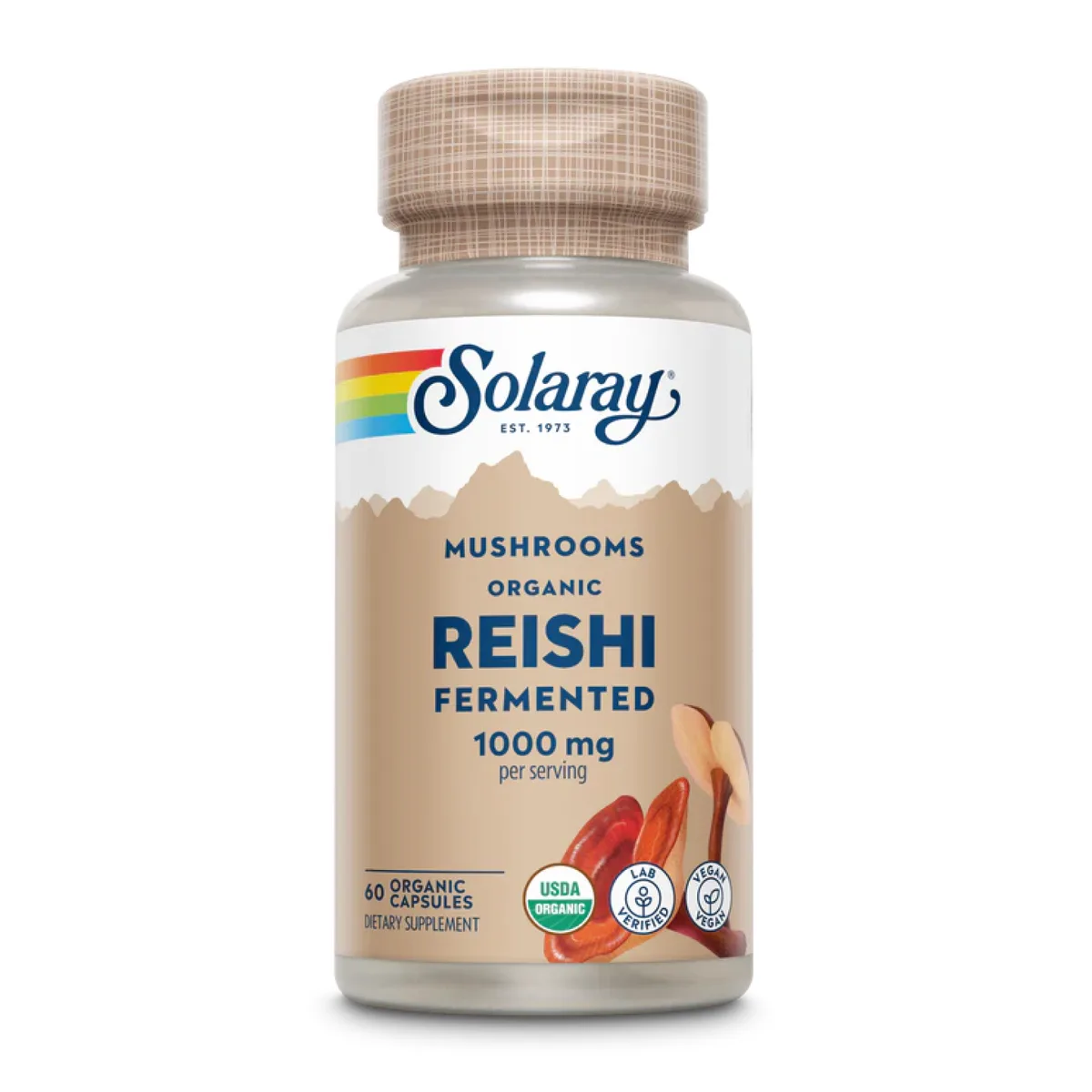 Solaray Org Grown Fermented Reishi 1000mg 60 капсул Веганська добавка для імунітету