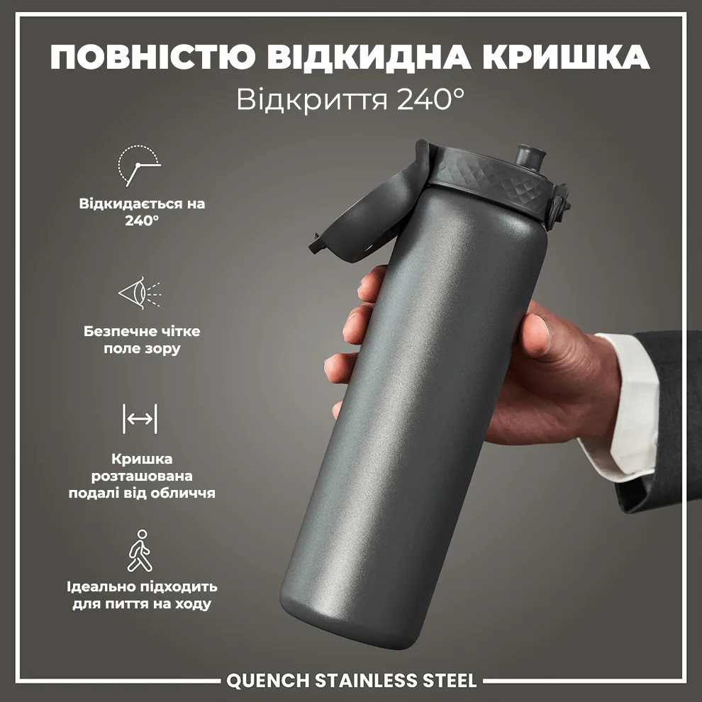 Бутылка ION8 нержавеющая сталь 1200 мл серая