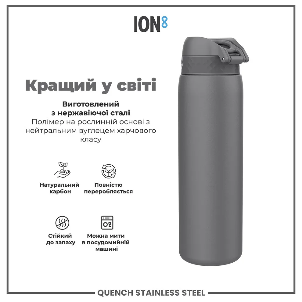 Бутылка ION8 нержавеющая сталь 1200 мл серая