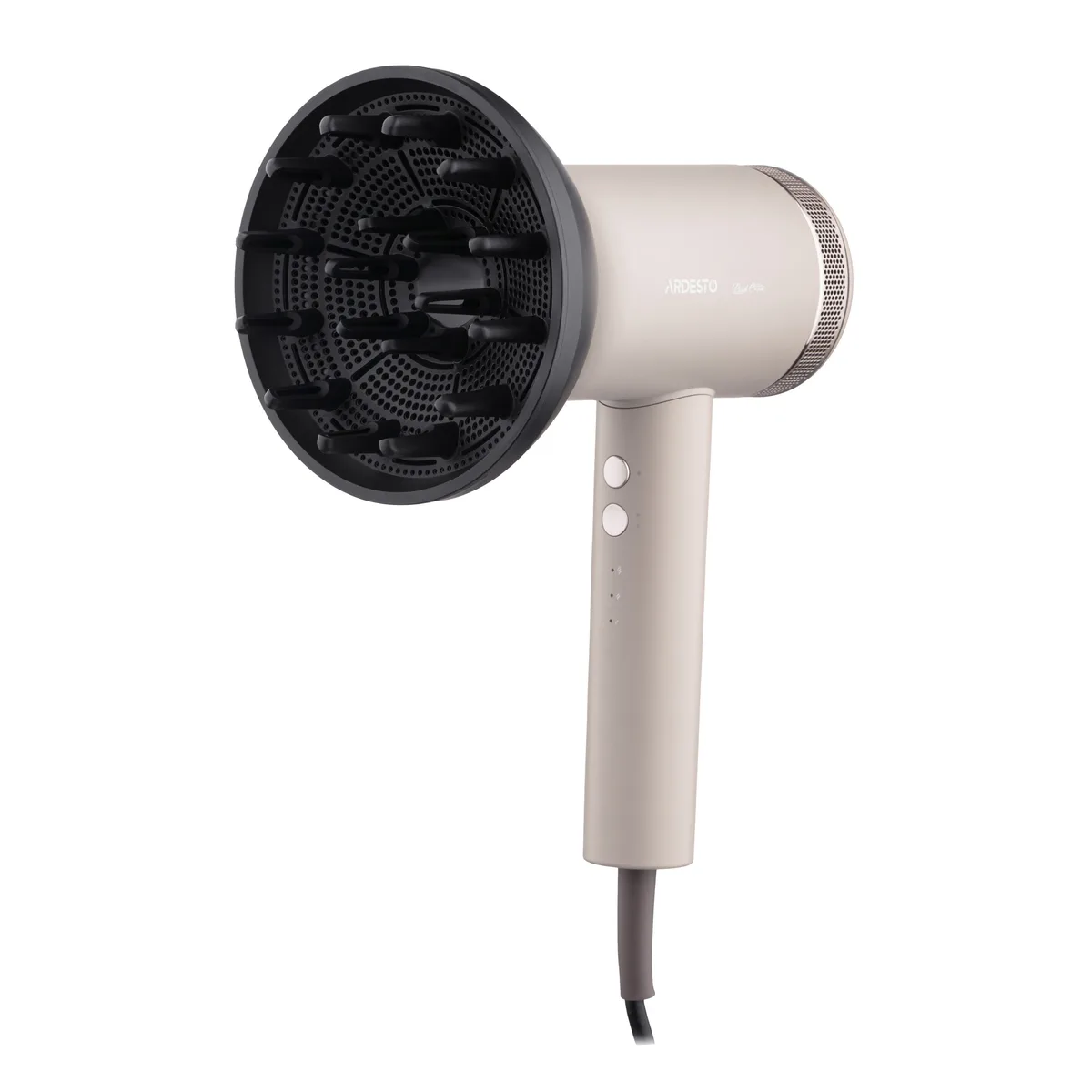 Фен ARDESTO Pearl Cream HD-Y702PERL, 1500-1800Вт, 3 швидкості, 3 температурні режими, магнітні насадки, бежевого кольору.