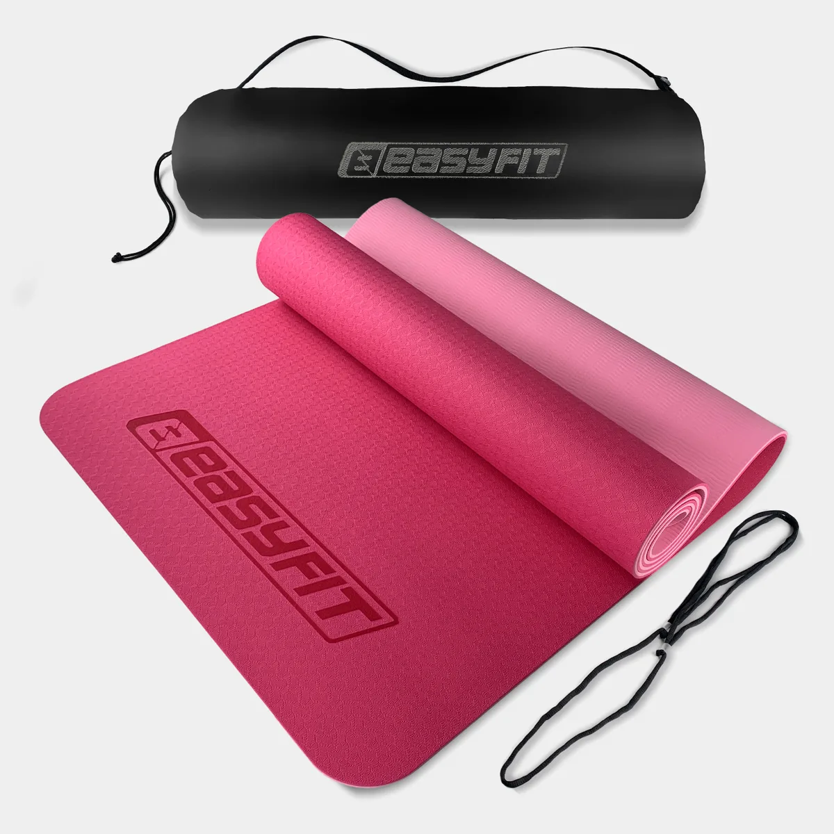Коврик для йоги та фітнесу EasyFit TPE 183х61 см 6 мм рожевий