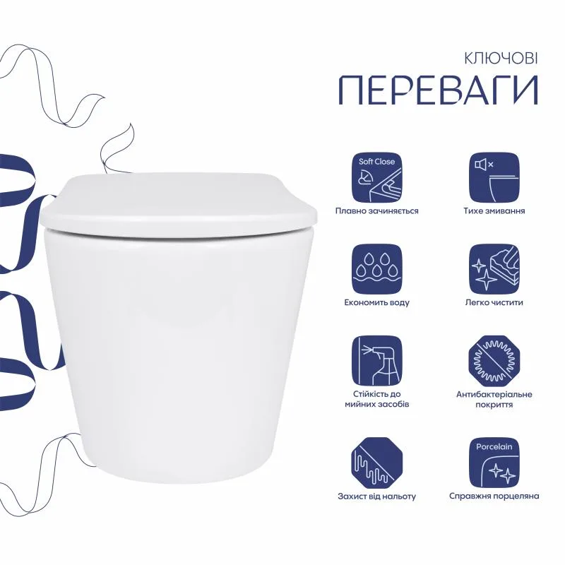 Подвесной унитаз Qtap Scorpio ML Ultra Quiet 490x365x325 мм керамика белый