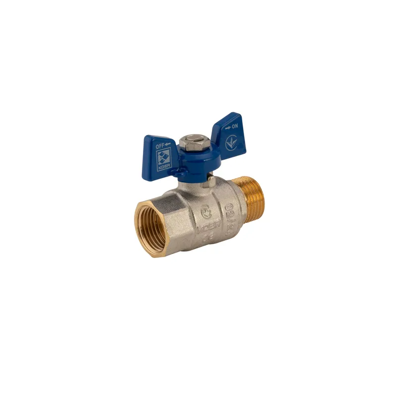 Кран шаровый Koer латунь 1/2" стальной бабочка