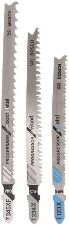Набір пилок для електролобзика Bosch по дереву та металу, Progressor Wood and Metal, 3 шт.