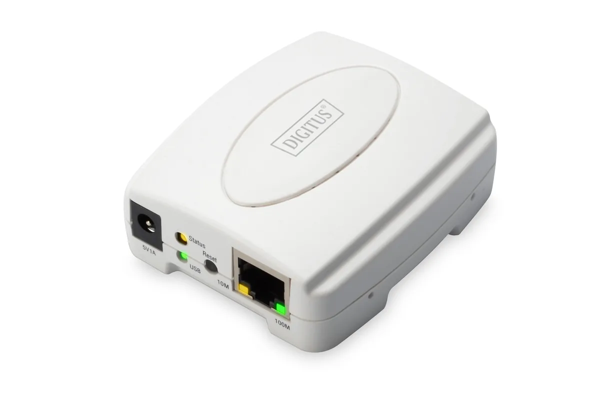Принт-сервер DIGITUS Fast Ethernet, 1xRJ45, 1xUSB A 2.0