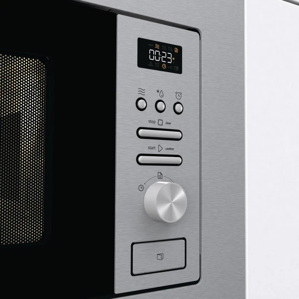 Вбудована мікрохвильова піч Gorenje, 20 л, 800 Вт, з грилем та дисплеєм, нержавіюча сталь.