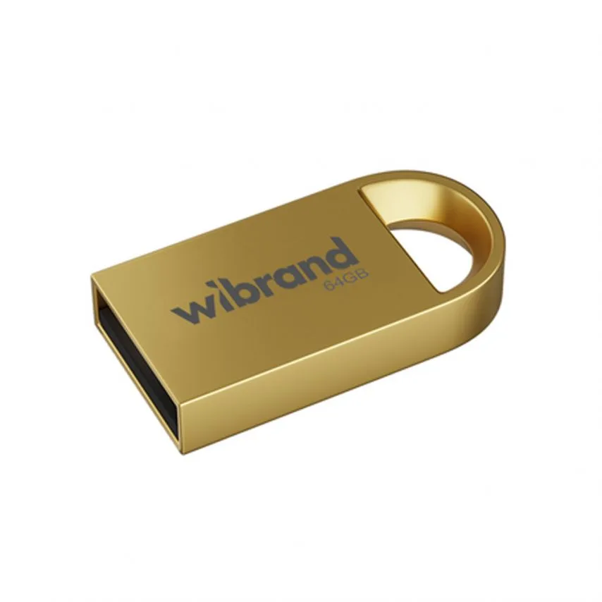 Флеш-пам'ять USB Wibrand 64Гб метал золотий