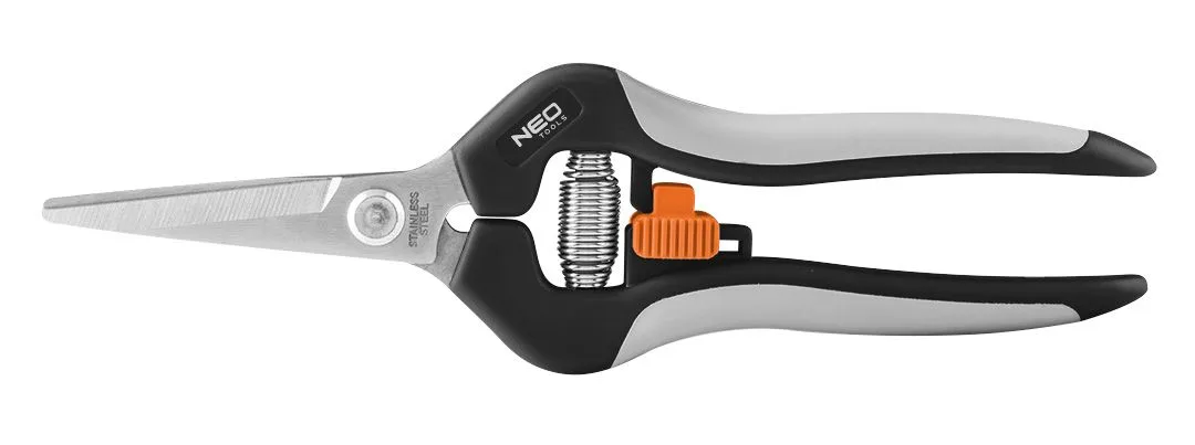 Секатор плоский Neo Tools, діаметр різу 18 мм, довжина 200 мм, вага 120 г.