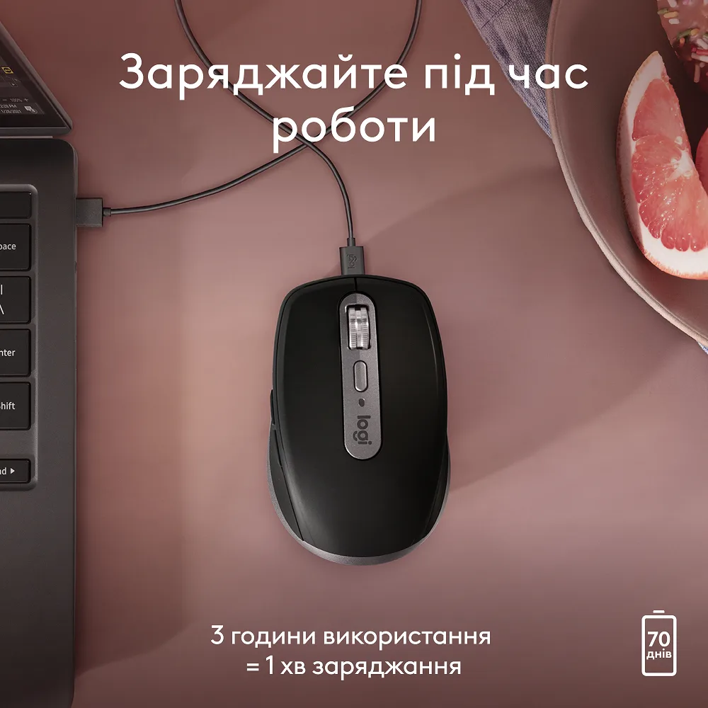 Миша Logitech оптична середня бездротова Bluetooth 8000 dpi сірий