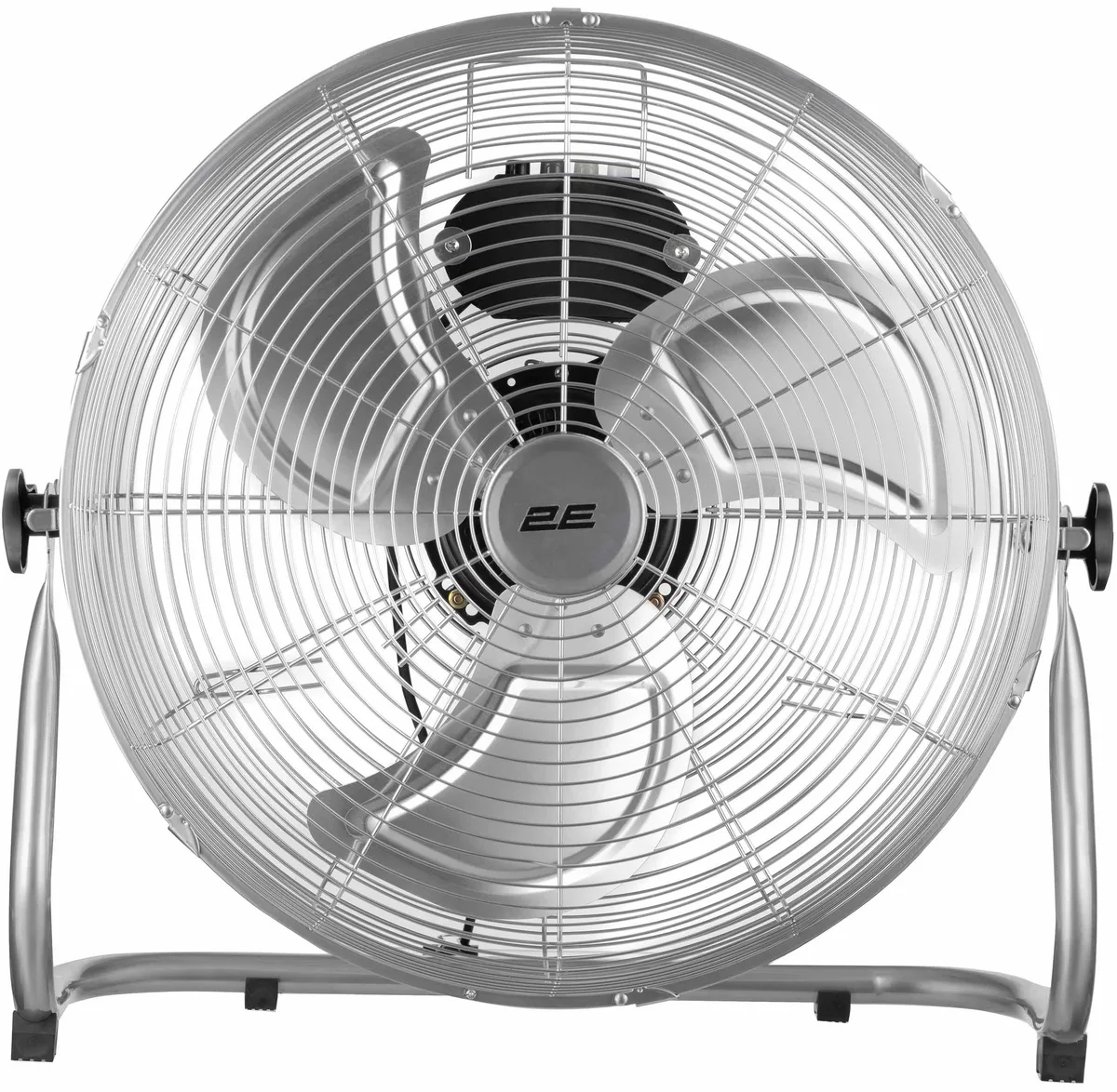 Підлоговий вентилятор 2E PowerWind 45C професійний, 45 см, 100 Вт, з кнопковим управлінням, двигун з 100% міді, сріблястий.