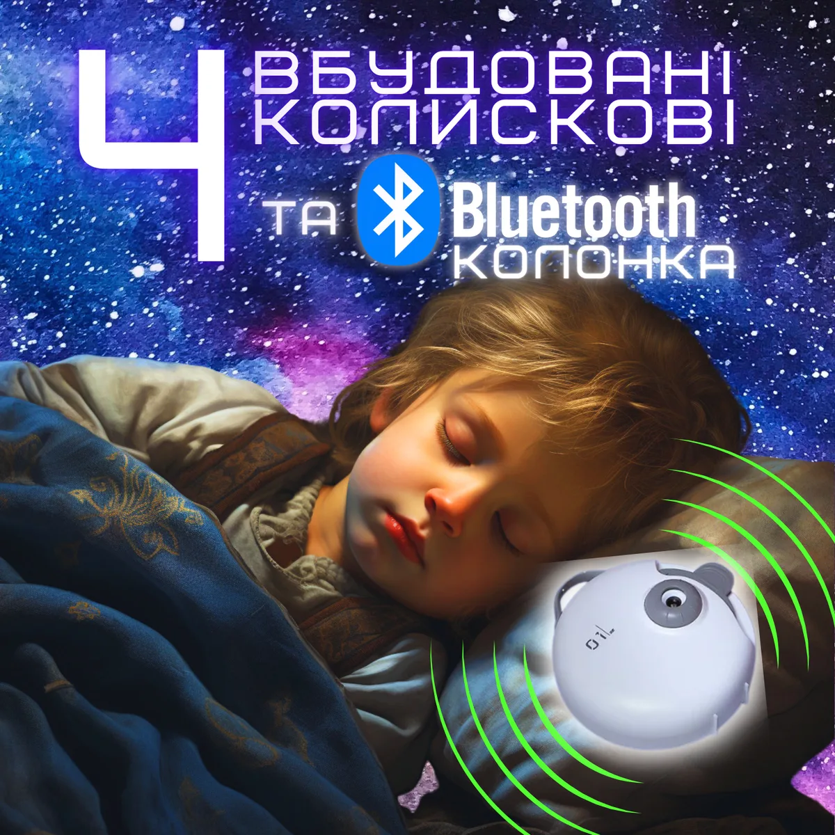 Бездротовий проектор-нічник планетарій з 32 слайдами акумуляторний ABS пластик 3 м