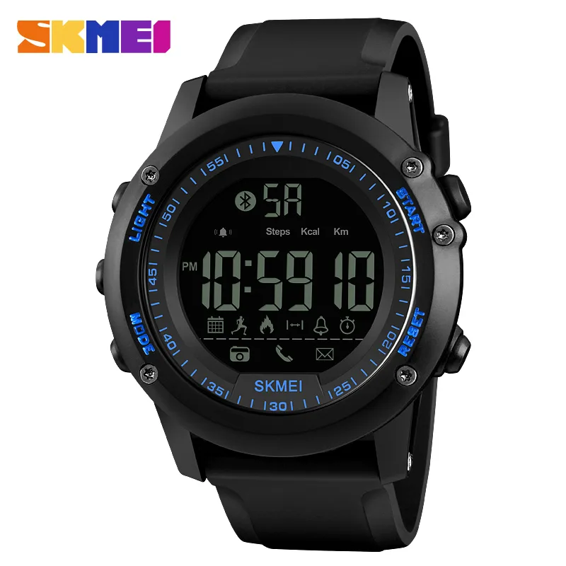 Часы Skmei полимерные 50 м синие Bluetooth