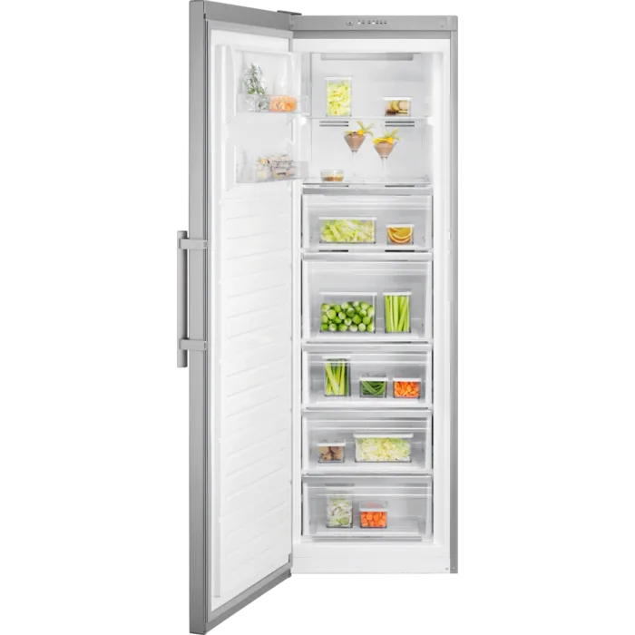 Морозильник Electrolux, 186 см, 60 см, 65 см, 278 літрів, клас E, No Frost, інверторний, нержавіюча сталь.