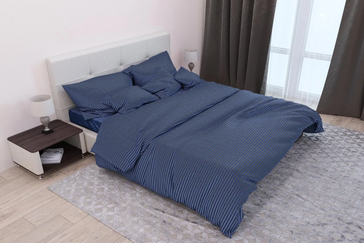 Сімейний комплект постільної білизни Home Line Сатин 215х230 см Синій