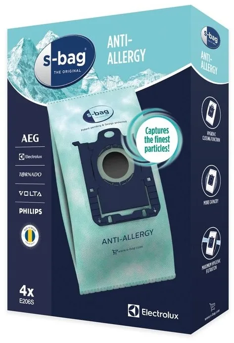 Мішки для пилососу Electrolux s-bag Anti-Allergy 4 шт 3,5 л синтетичні