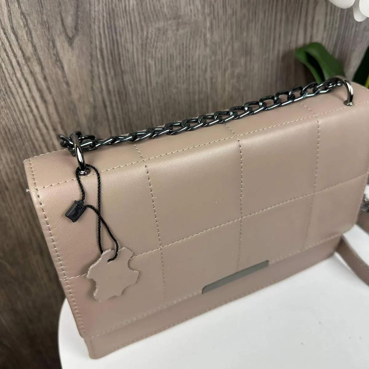 Женская кожаная сумочка клатч 24x8,5x16 см натуральная кожа бежевый