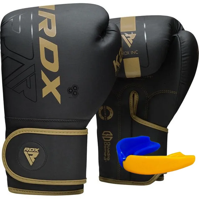 Боксерські рукавиці RDX Inc штучна шкіра 16 унцій золотисті капа в комплекті