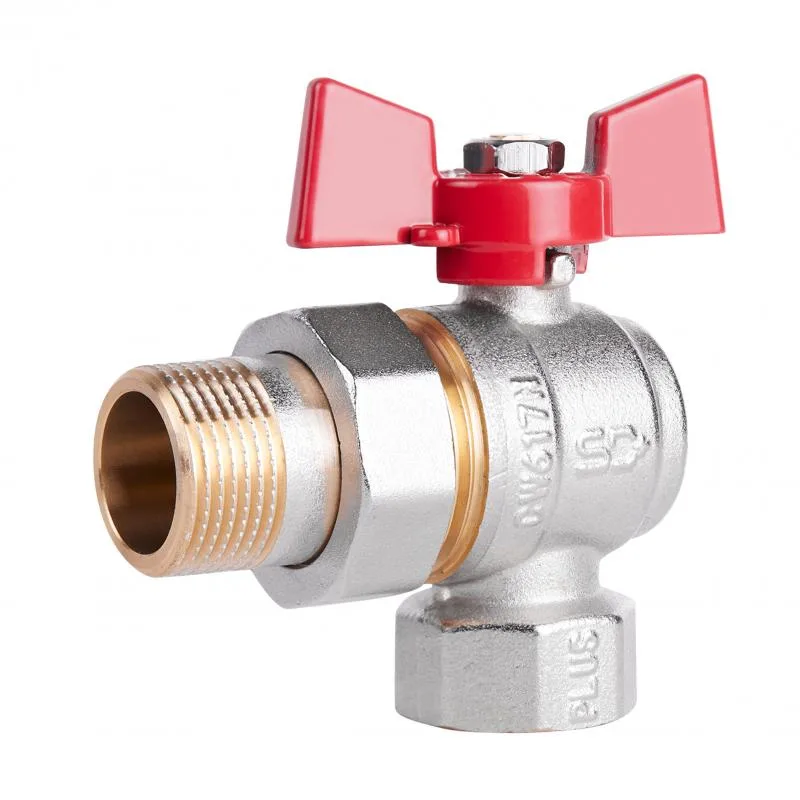 Кран шаровый 3/4" угловой латунный Thermo Alliance бабочка