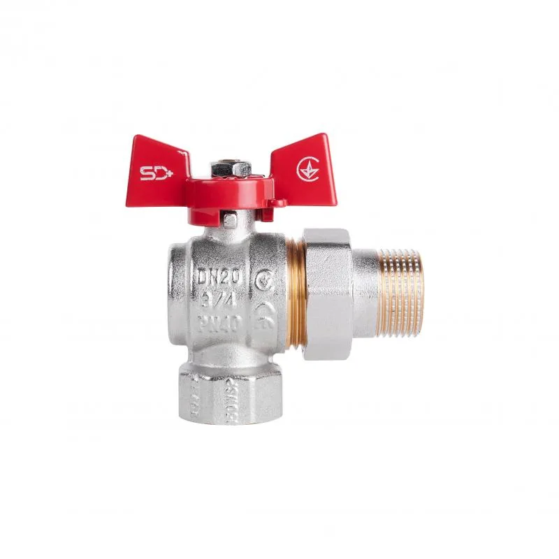 Кран шаровый 3/4" угловой латунный Thermo Alliance бабочка