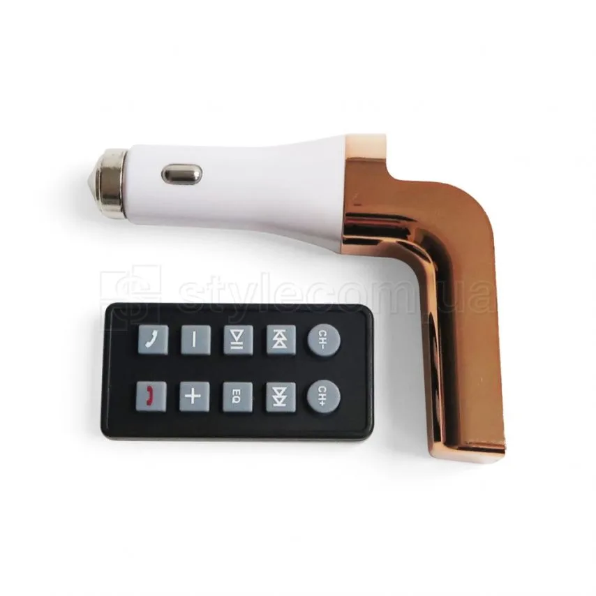 FM-трансмітер Bluetooth 3USB пластик білий золотий