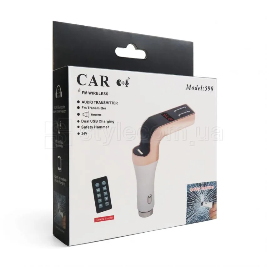 FM-трансмітер Bluetooth 3USB пластик білий золотий