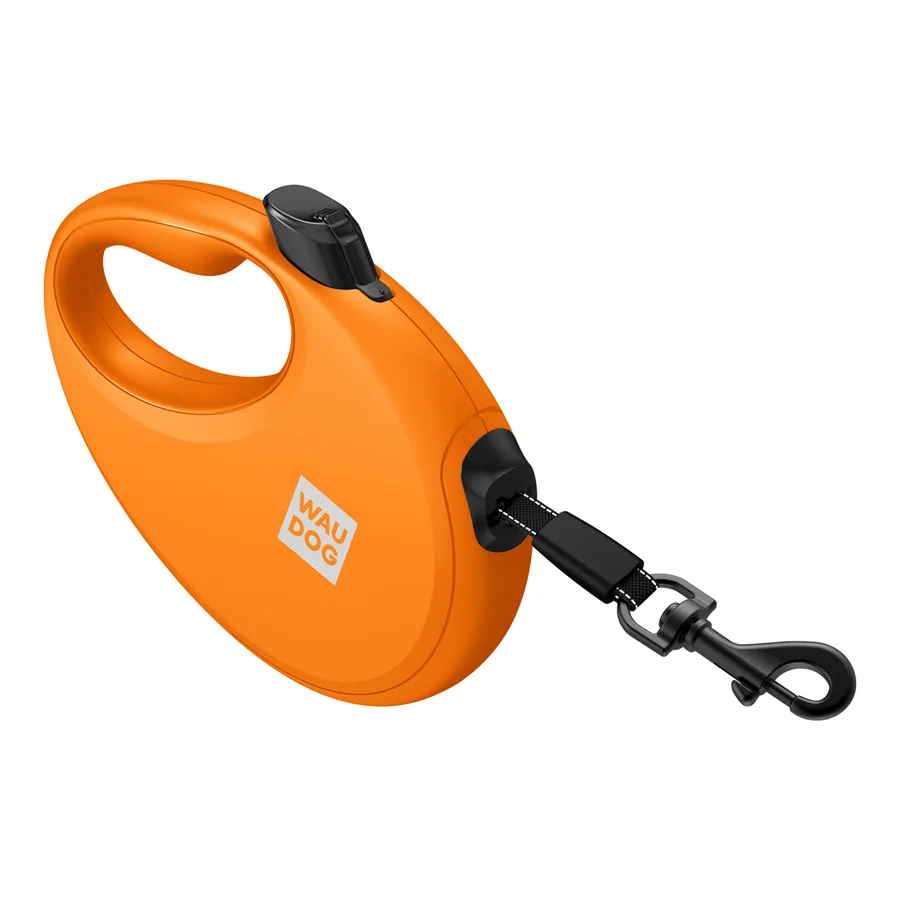 Повідець-рулетка WAUDOG R-leash M 5м світловідбивна стрічка пластик помаранчевий