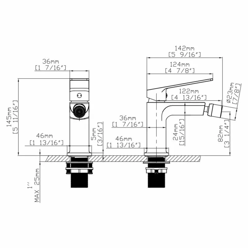 Змішувач для біде Qtap Capricorn одноважільний латунь 122 мм хромований