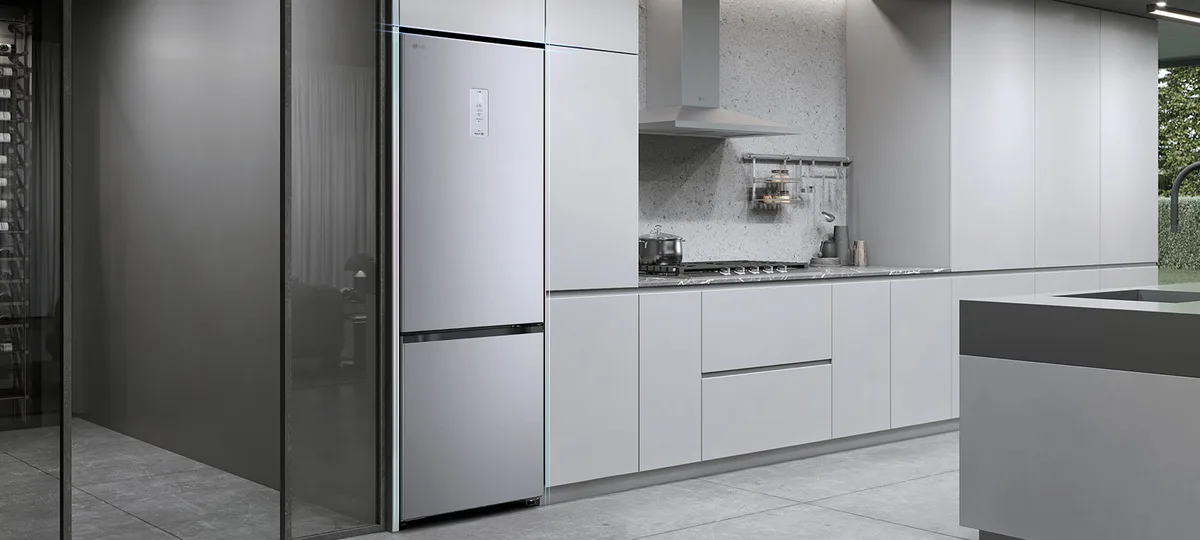 Холодильник LG з нижньою морозильною камерою 375 л Платиново-сріблястий