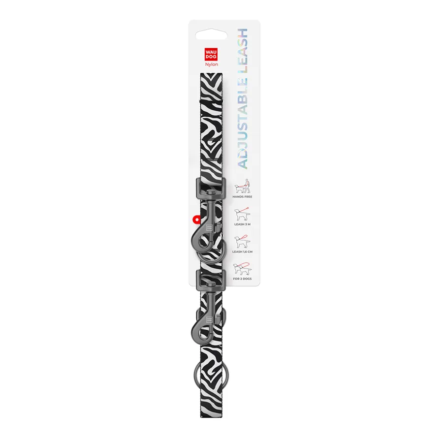 Повідець-перестібка WAUDOG Nylon 20 мм x 300 см Нейлон Зебра М