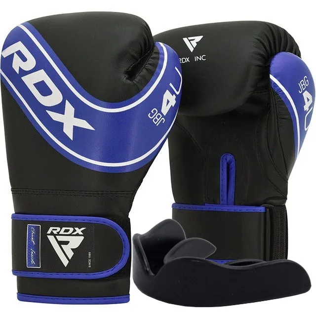 Боксерские перчатки RDX PU 6 oz Синие Черные для детей с капой в комплекте.