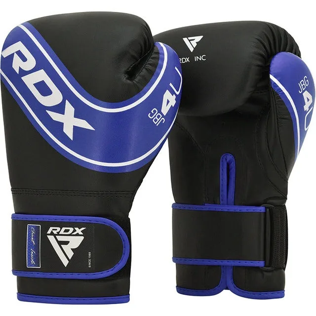 Боксерские перчатки RDX PU 6 oz Синие Черные для детей с капой в комплекте.