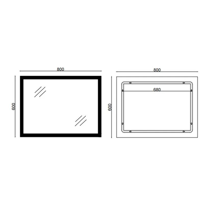 Дзеркало настінне Mixxus FLAT MR04 LED Touch 80x60 см безмідне з антизапотівальником