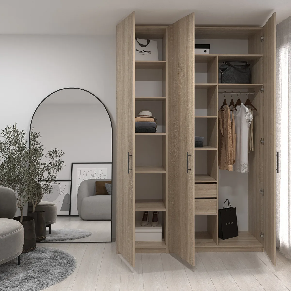 Комплект шафи Дует 2400х1500х520мм Дуб Сонома для зберігання одягу та речей шафа-купе
