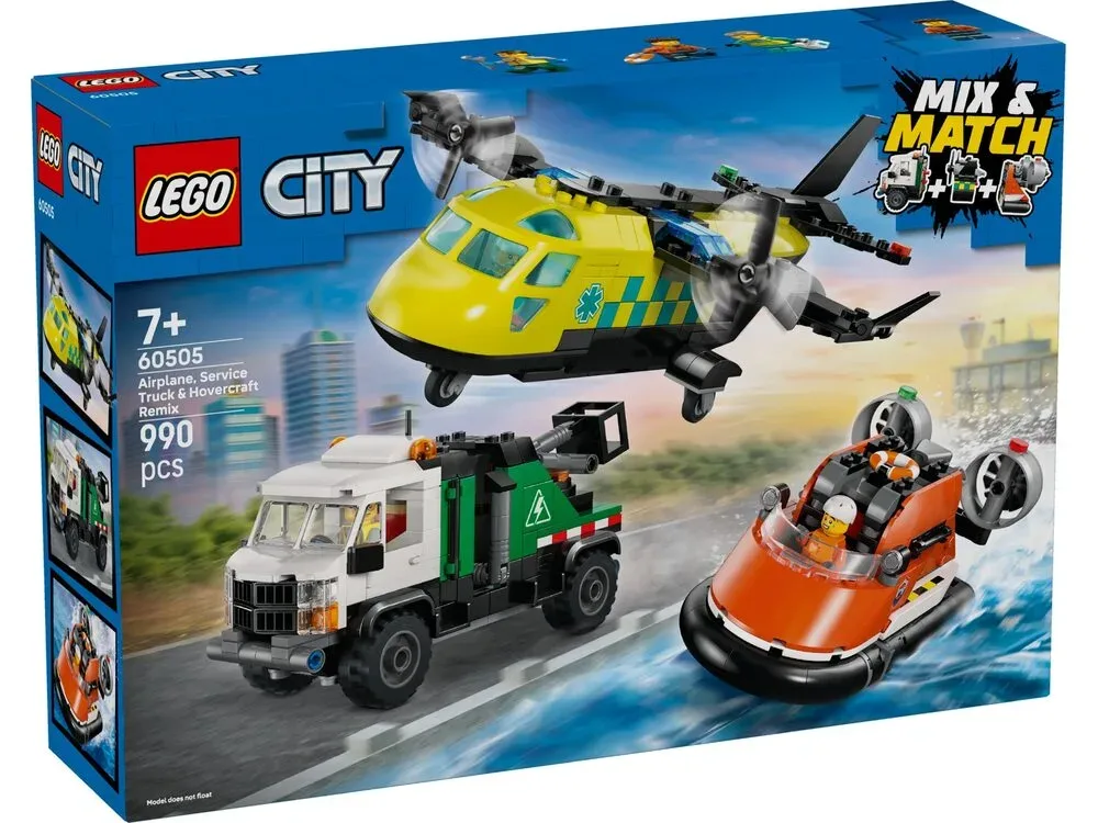 Конструктор LEGO City Ремікс літака, вантажівки та судна на повітряній подушці