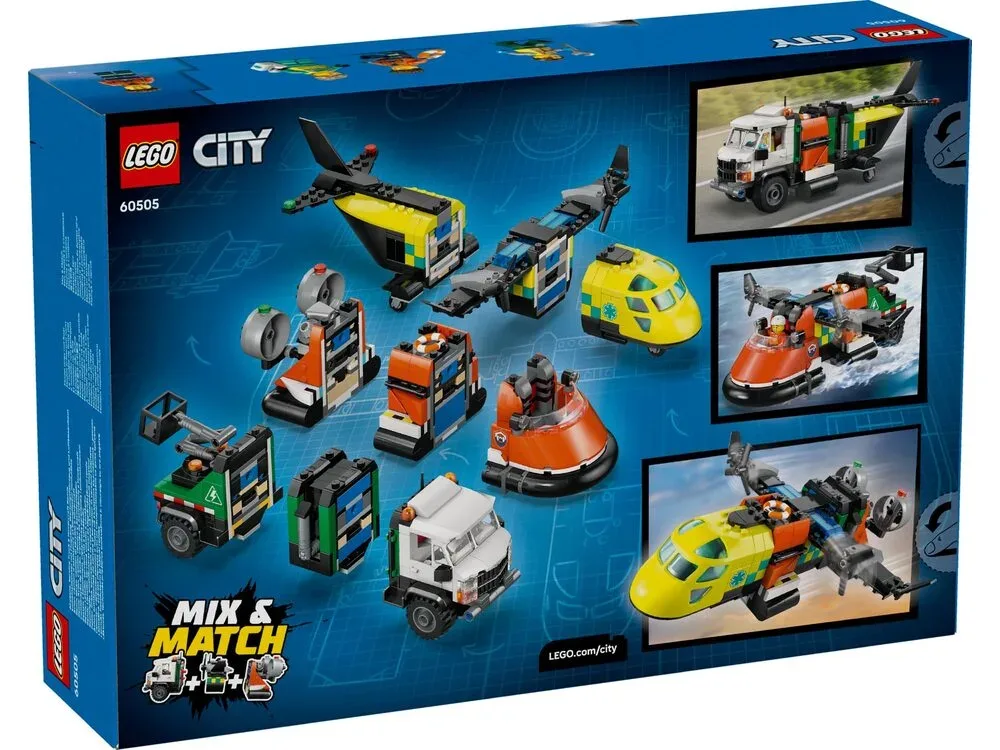 Конструктор LEGO City Ремікс літака, вантажівки та судна на повітряній подушці