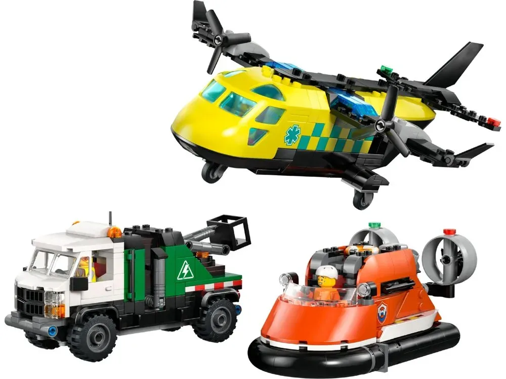 Конструктор LEGO City Ремікс літака, вантажівки та судна на повітряній подушці
