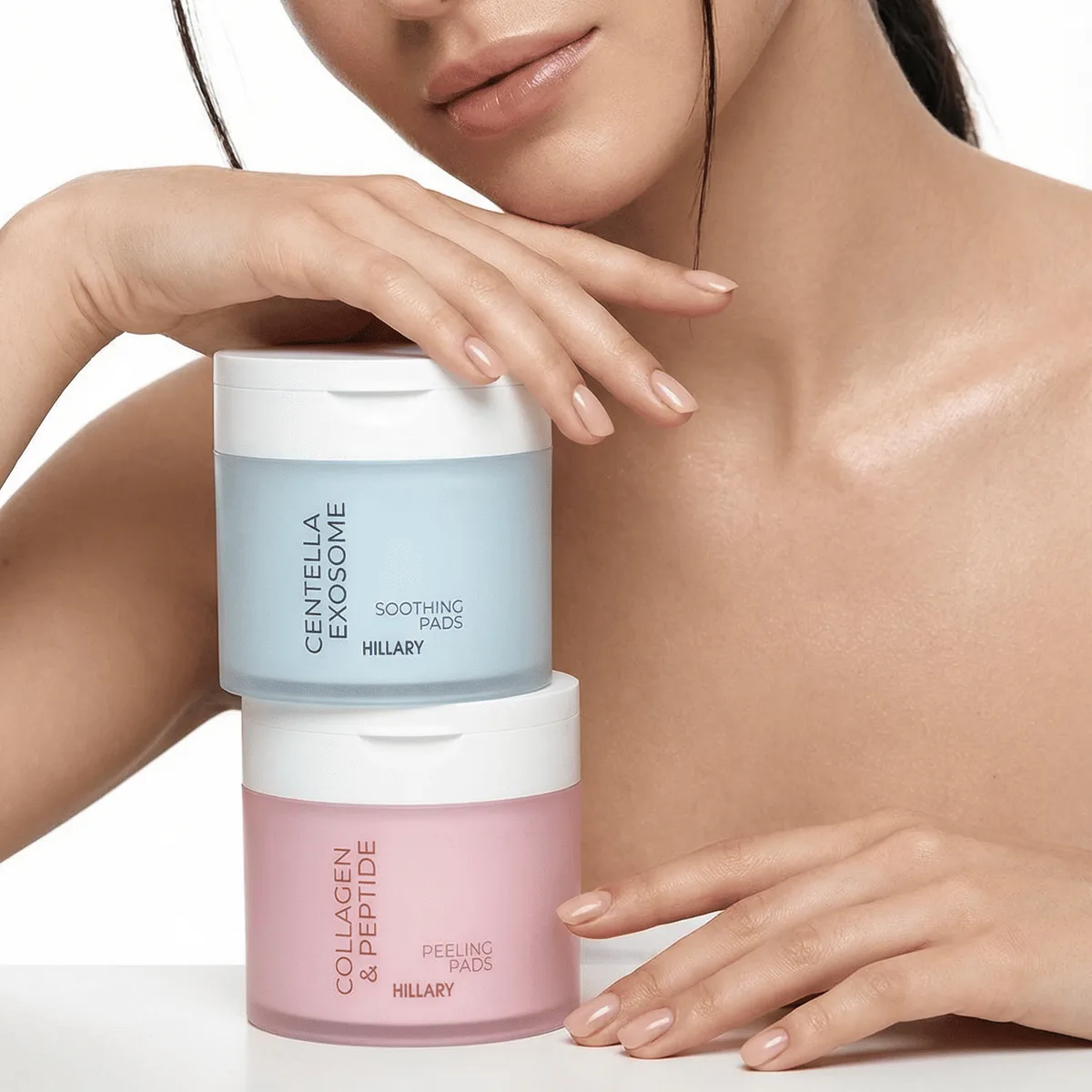 Отшелушивающие тонер-пады Hillary Collagen & Peptide 60 шт для очищения и пилинга кожи с коллагеном и пептидами.