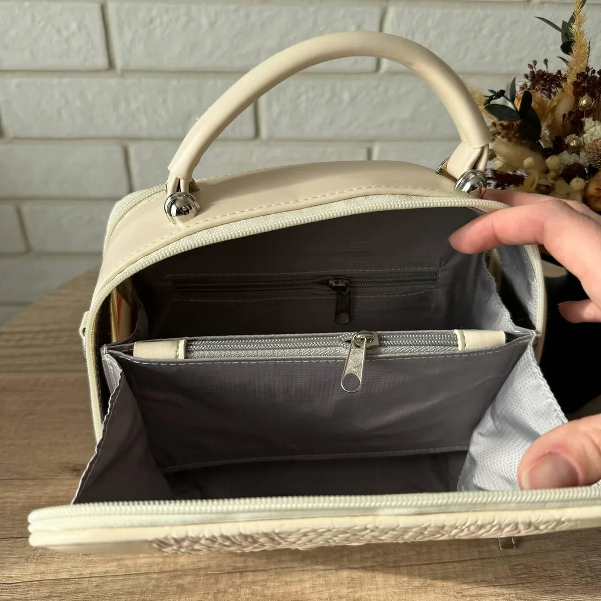 Женская мини сумочка экокожа 21х16х8 5 см молочная