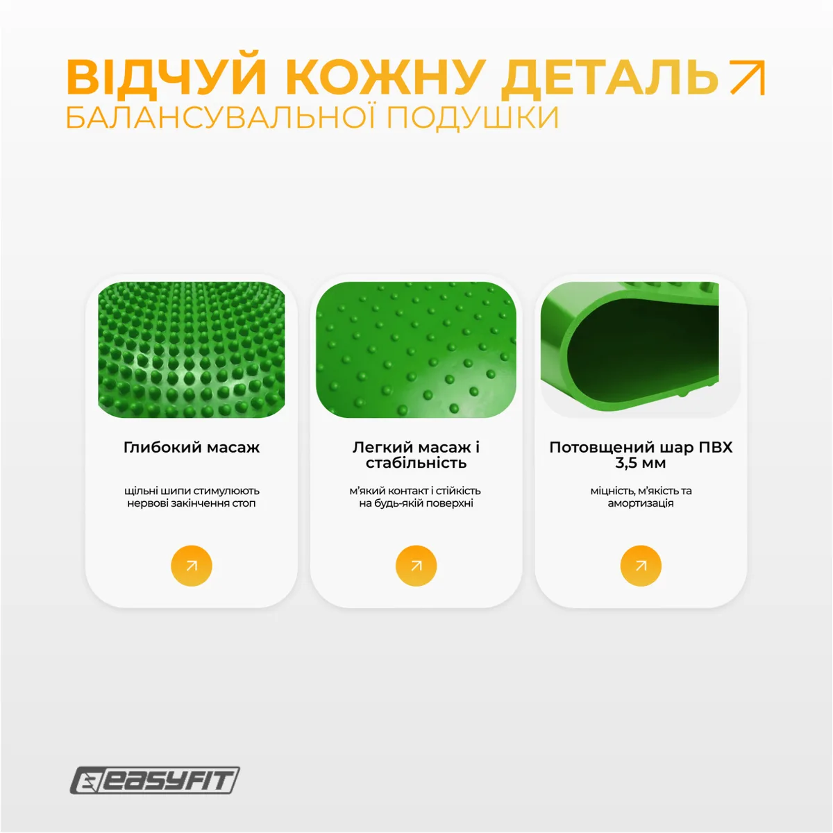 Балансувальна подушка масажна EasyFit гума 33 см зелена