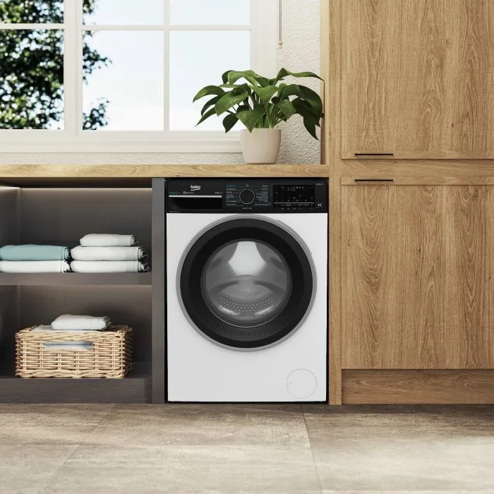 Фронтальна пральна машина Beko, 9 кг, 1400 об/хв, клас енергоспоживання A, ширина 55 см, з дисплеєм, паровою функцією, інверторним