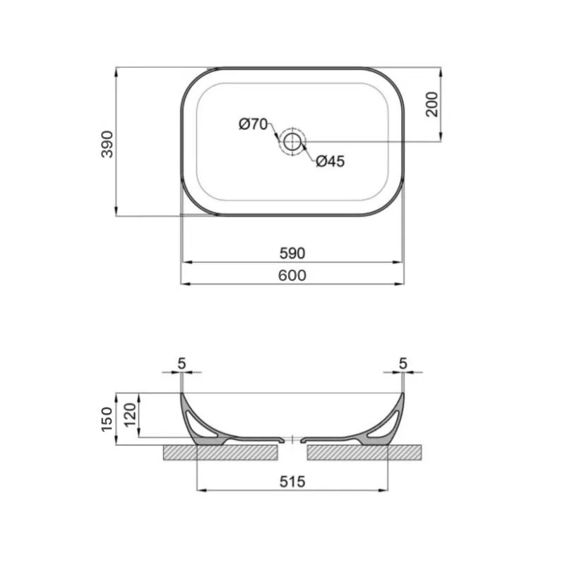 Раковина-чаша Qtap Robin 600x390 мм керамічна біла накладна