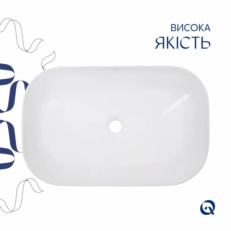 Раковина-чаша Qtap Robin 600x390 мм керамічна біла накладна
