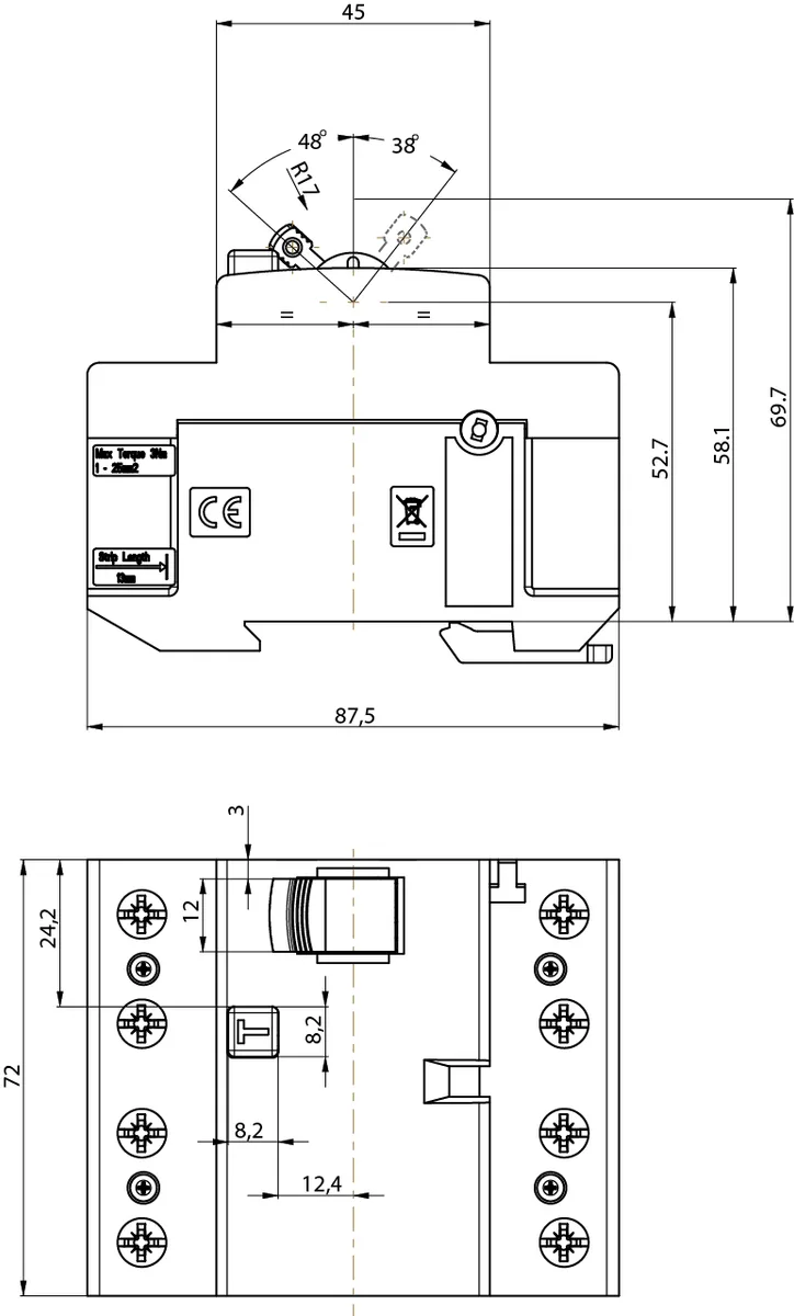 Реле диференційне ETI, (ПЗВ) 4р EFI-P4 40/0,3 тип AC (10kA)