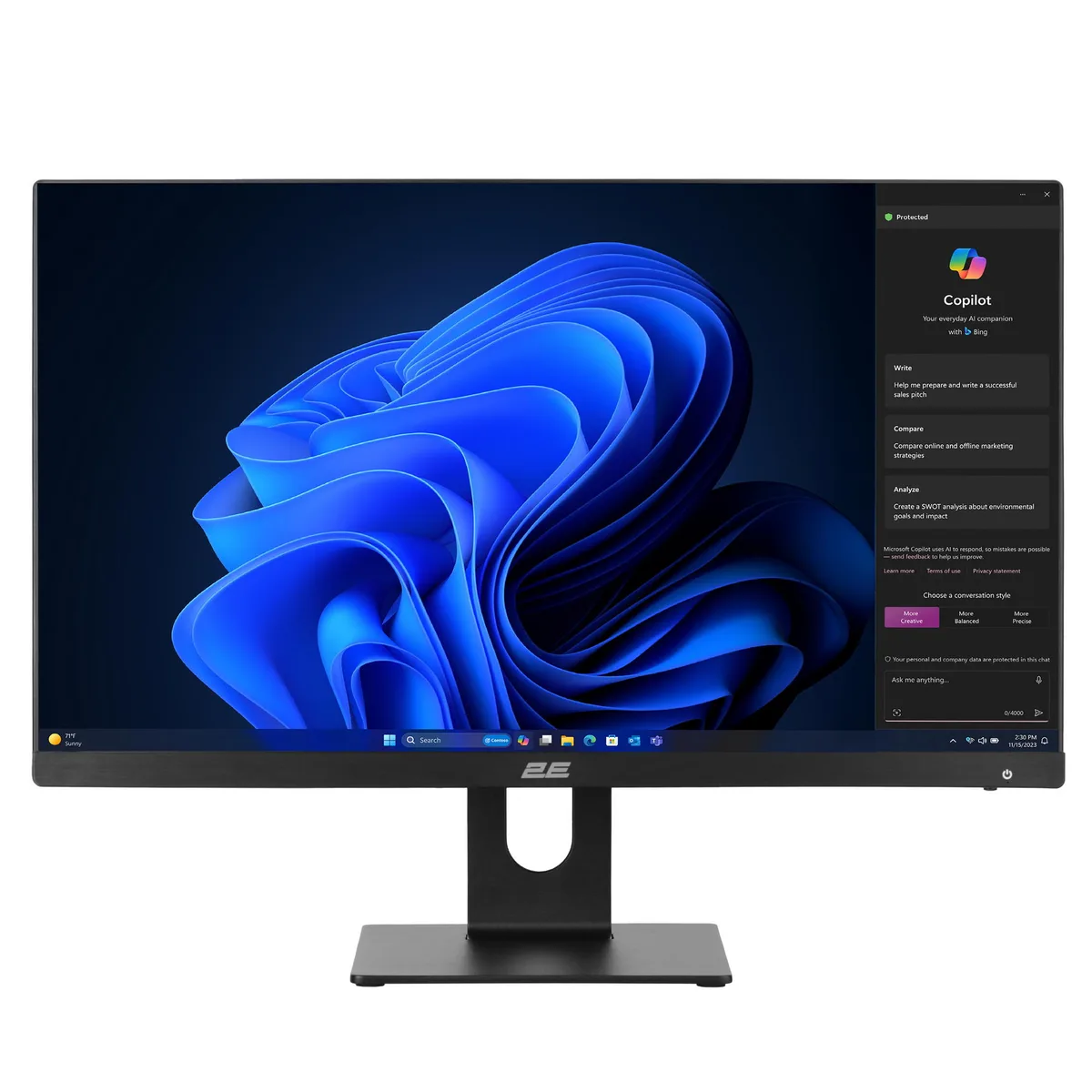 Комп'ютер персональний моноблок 2E Rational K6 23.8" FHD IPS Intel i3-12100, 8Gb, F256GB, UMA, H610, K6.610, 120W, Win11PE, чорний