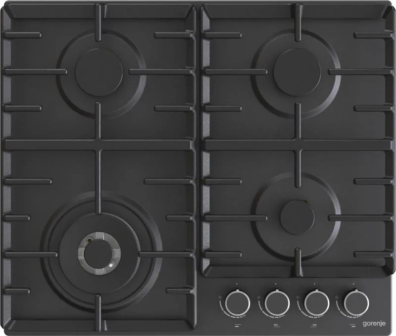 Газова варильна поверхня Gorenje чавун 60 см чорна 4 конфорки