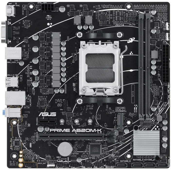 Материнська плата ASUS A620M-K AM5 micro-ATX 2xDDR5 HDMI D-Sub 226x221 мм